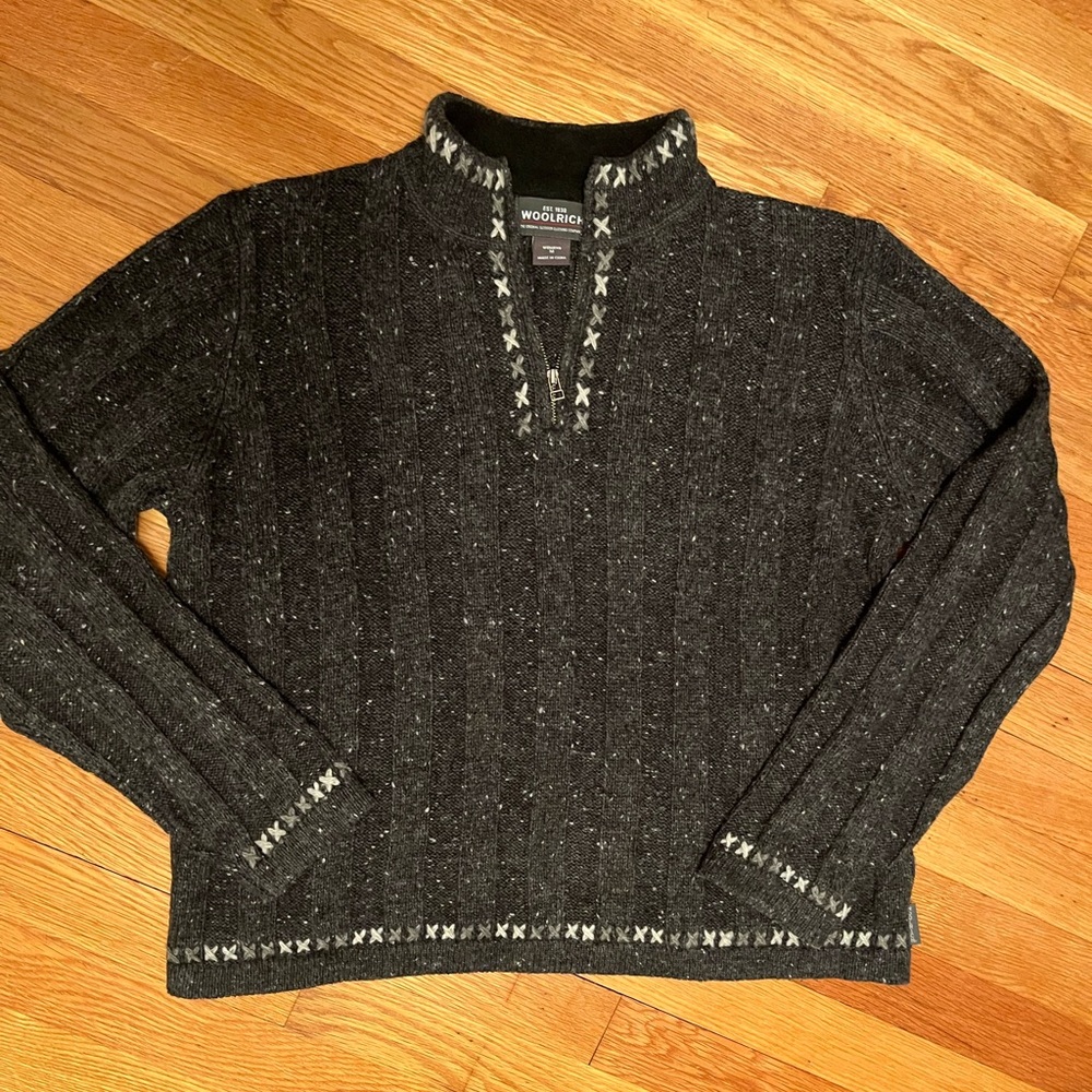 Vintage Woolrich 1/4 Zip Gray Sweater Size Medium